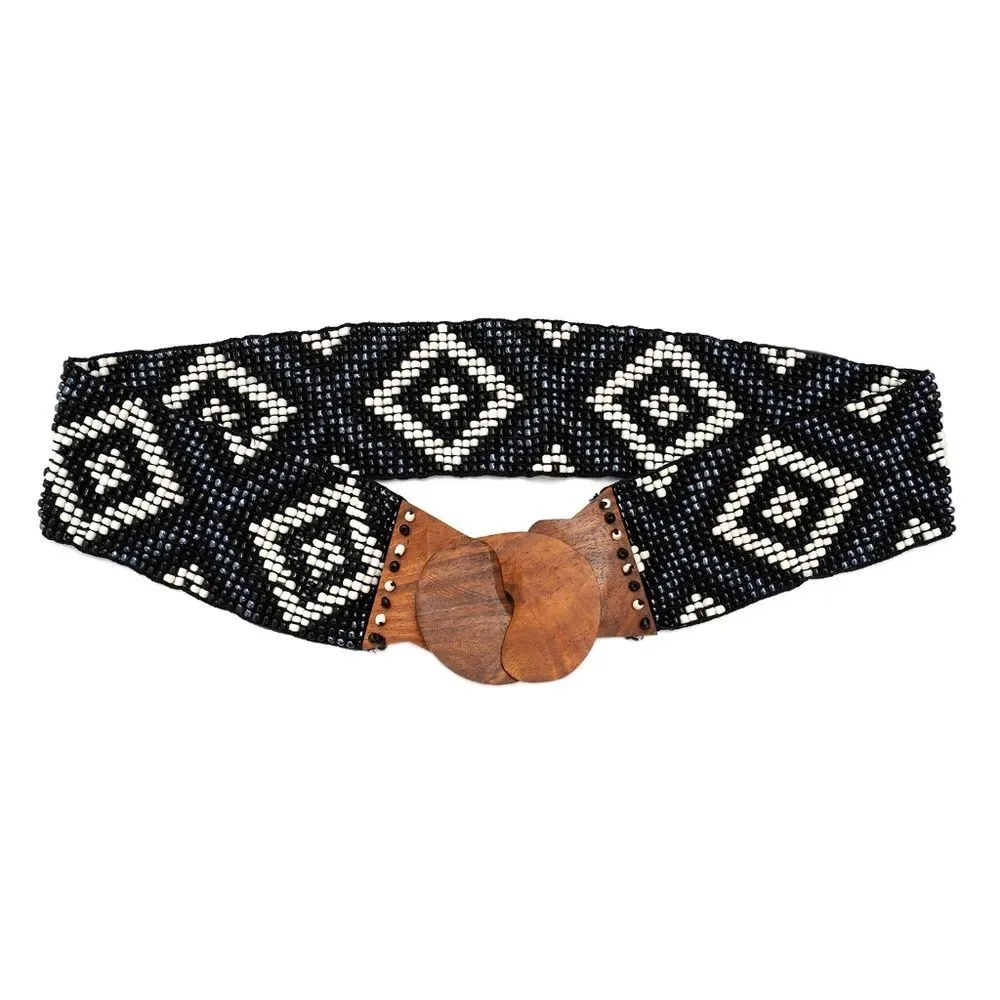 Southwestern Beaded Black and White Belt